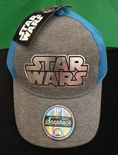 NEW KIDS BOYS GIRLS STAR WARS BASEBALL CAP HAT SNAPBACK BLUE GRAY SILVER NWT
