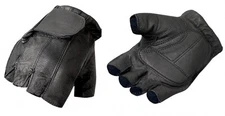 Black NAKED LEATHER Fingerless Gloves Motorcycle Biker Driving Unisex Riding ATV