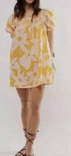 NWOT Free People Mila Printed Mini Dress in Tangerine Combo Orange & Pink XS