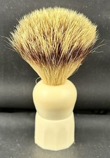 VINTAGE STAG SHAVING BRUSH PURE BADGER HAIR CREAM PLASTIC HANDLE SET IN RUBBER