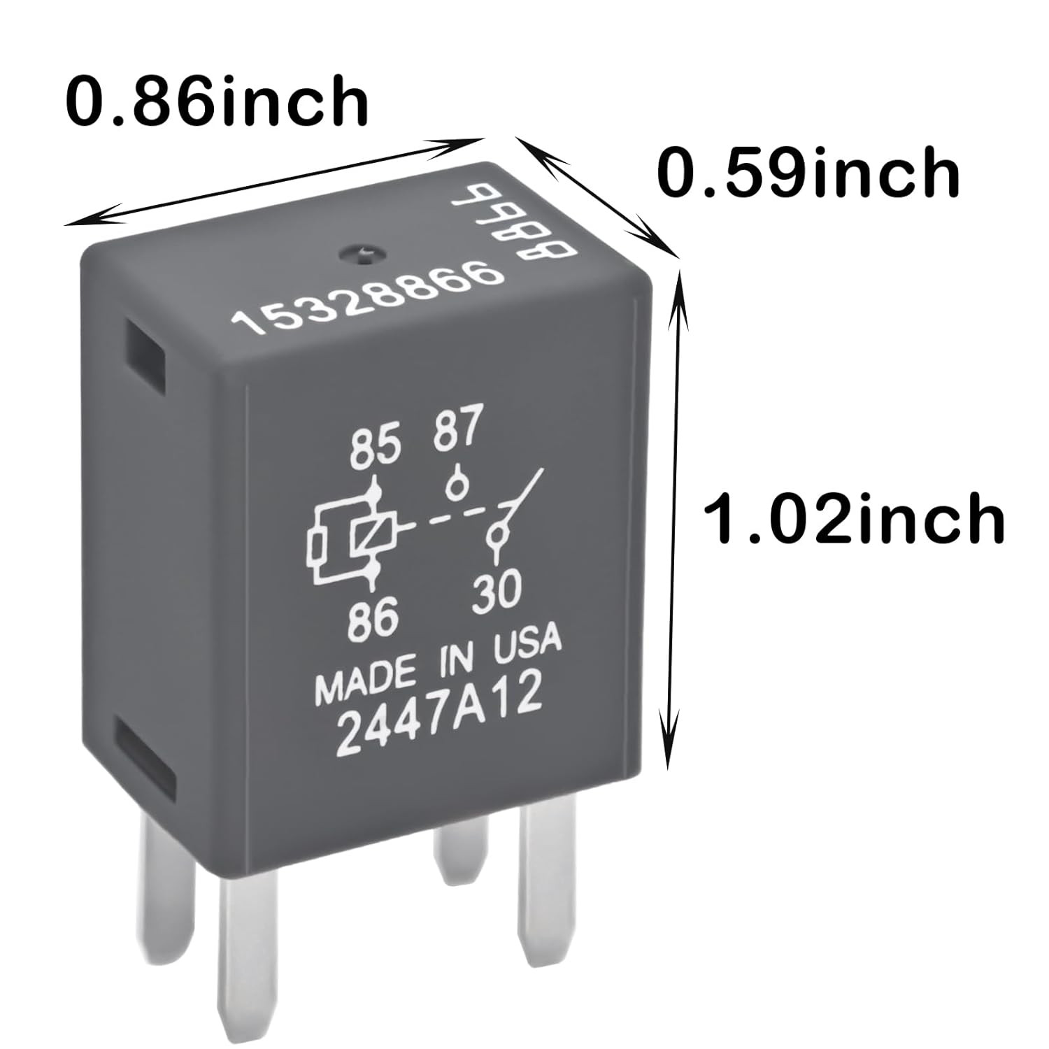 15328866 Automotive Relay (Pack of 2), 12VDC 20A 4 Terminal Multi-Use Relay 8385
