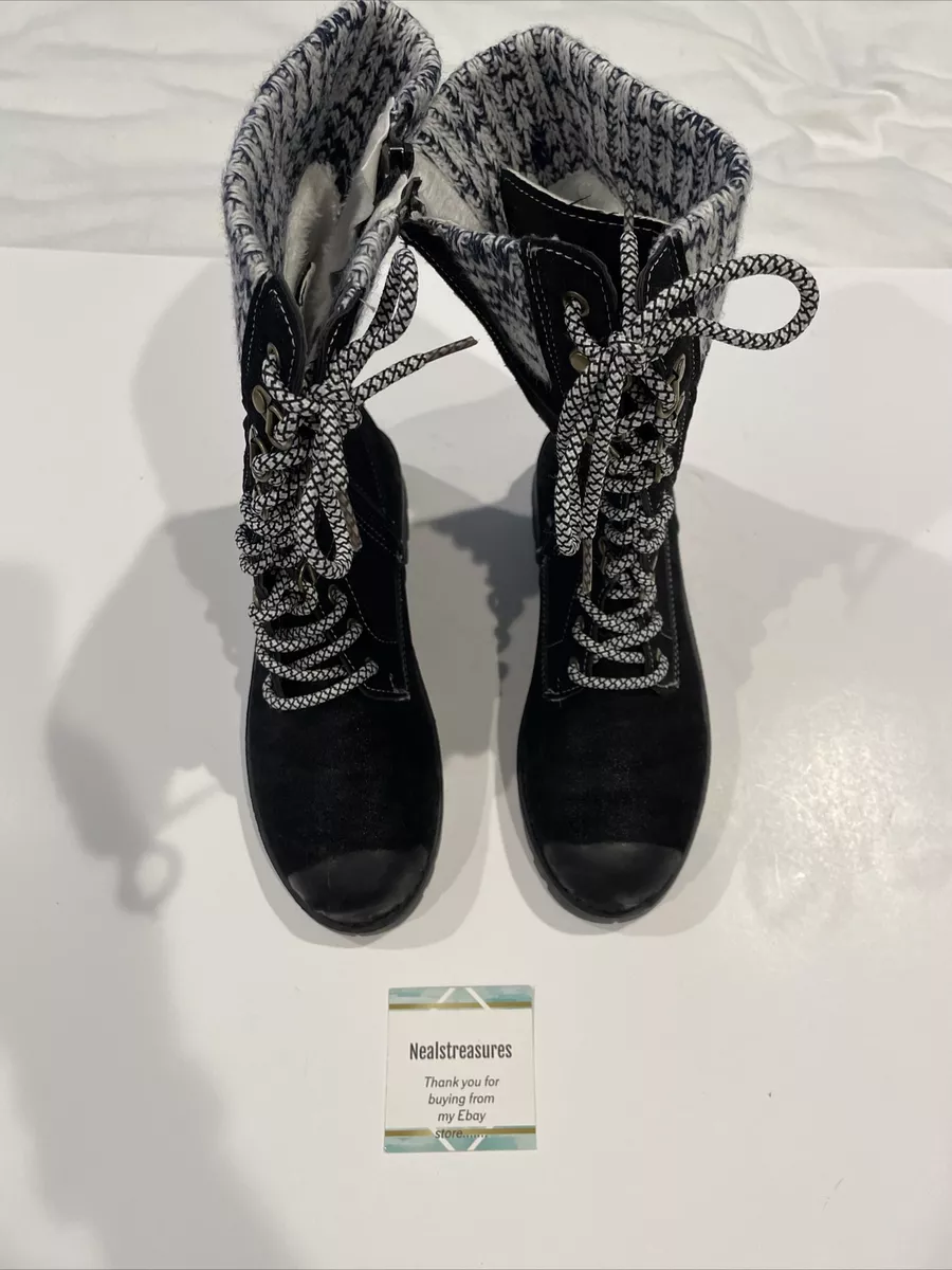 Paola Fellicce Black White Leather Heel Women s Boots Size 9 UK 40 EUC