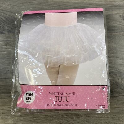 Tutu White Child Shimmer Child M/L Halloween Costume 1pc Dress Up