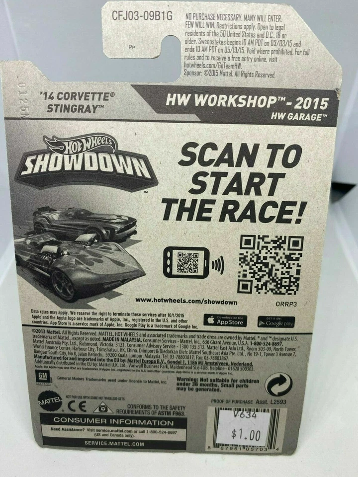 HOT WEELS 1:67 - HW WORKSHOP - '14 CORVETTE STINGRAY - 216/250 - MATTEL 2015  - Immagine 4 di 4