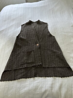 True Vintage 70er Jahre reine Schurwolle Lagenlook Oversize Strick Weste 16-18 grau