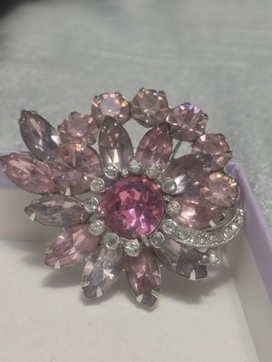 Shades of Pink Eisenberg Ice Brooch Signed
