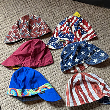 U.S. Welding Caps Lot of 6 Assorted Patterns USA Flag Stars Stripes MADE IN USA
