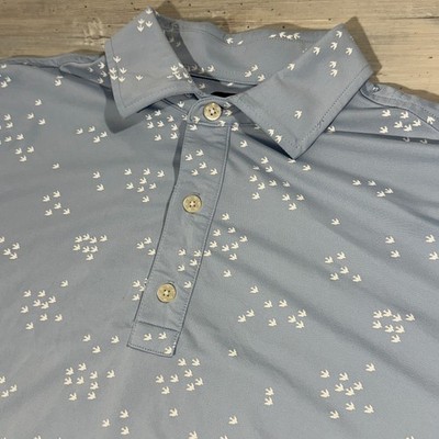 FootJoy Golf Polo Shirt Pelican Sound Golf Club Bird Print Performance Sz M Blue