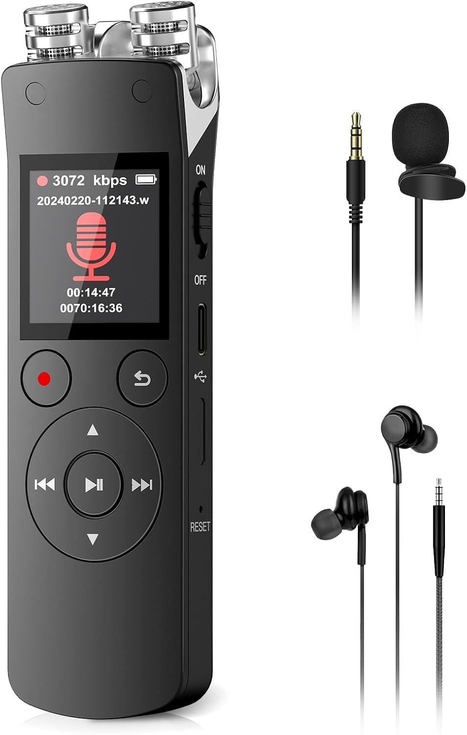 , Digital Voice Activated Recorder With Playback, 3072kbps A