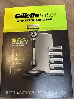 Gillette Labs Razor with Dock + 6 Cartridges+Travel Case