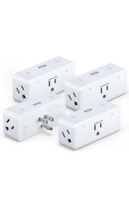 #ad KMC Smart Plug 4 Pack Side 3 Outlet Extender Compatible with Google amp; Alexa $45.00