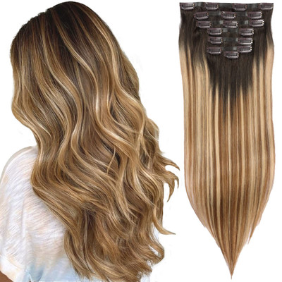 Diyomo Human Hair Clip In Extensions 120G 7Pcs Pu Clip Seamless Clip In Hair