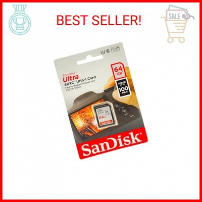 SanDisk 64GB Ultra SDXC UHS-I Memory Card - 100MB/s, C10, U1, Full HD, SD Card -