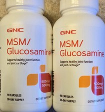 (2) GNC MSM & GLUCOSAMINE 500/500 mg 90 Caps ...