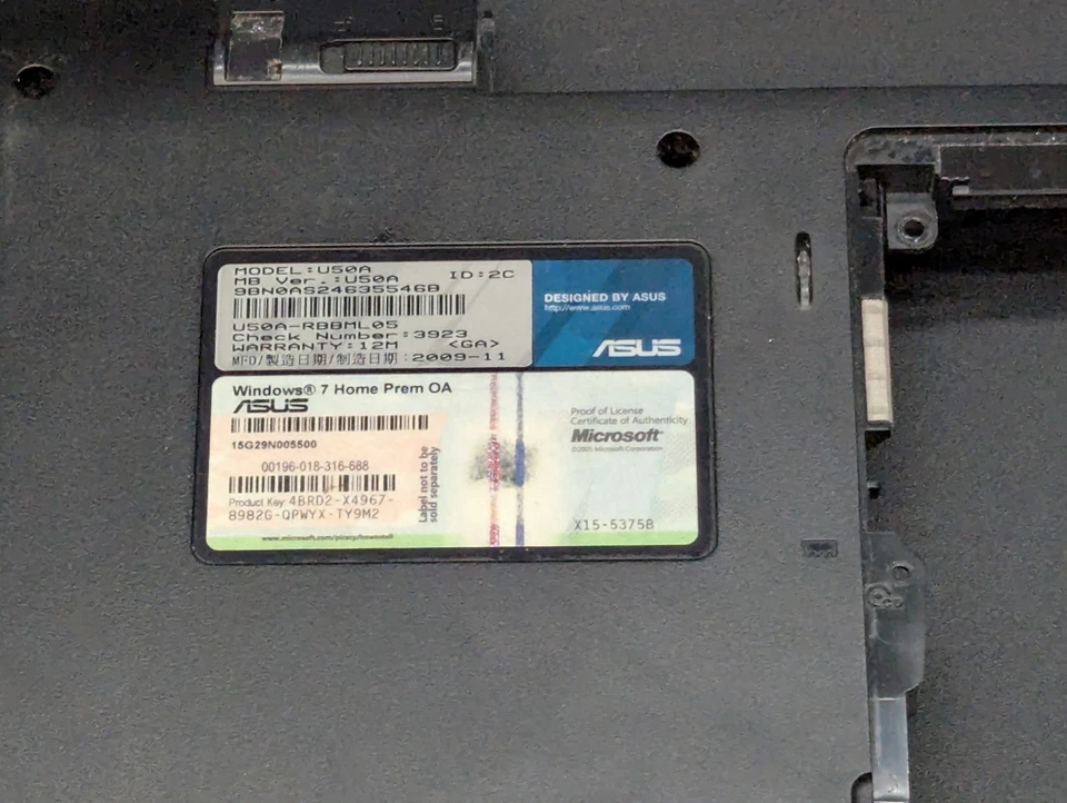 Conjunto de cubierta base inferior Asus U50A con conector de audio VER FOTOS  Foto 3 de 4