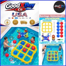 Inflatable Pool Toys 2-in-1 Tic Tac Toe and Ring Toss Water Games Set for Kid...