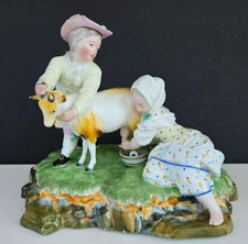 Antique Hochst Porcelain Figurine Milking Goat by Johann Peter Melchior 111