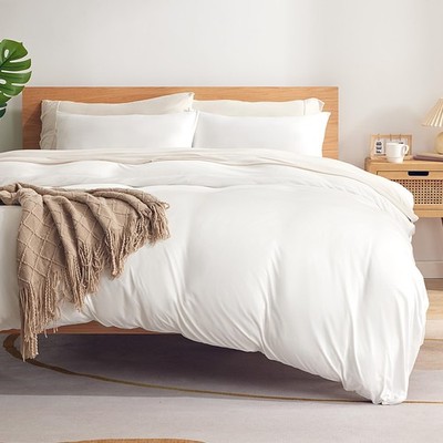 Queen Duvet Cover Set, Jersey Knit 3 Pieces Bedding Comforter Sets 1 Duvet Co...