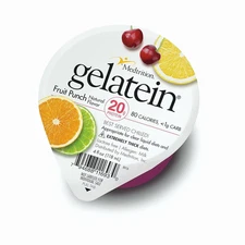 Gelatein 20 Protein Supplement Fruit Punch 4 oz Cups Case of 36 Ready to Eat