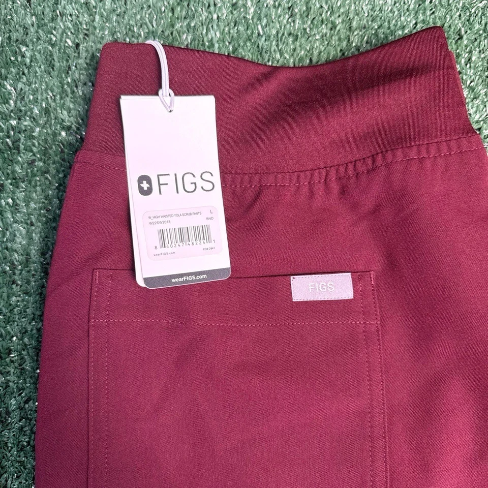 Pantalones Médicos Yola Borgoña Cintura Alta NUEVOS CON ETIQUETAS FIGS Para Mujer Talla Grande Foto 3 de 4