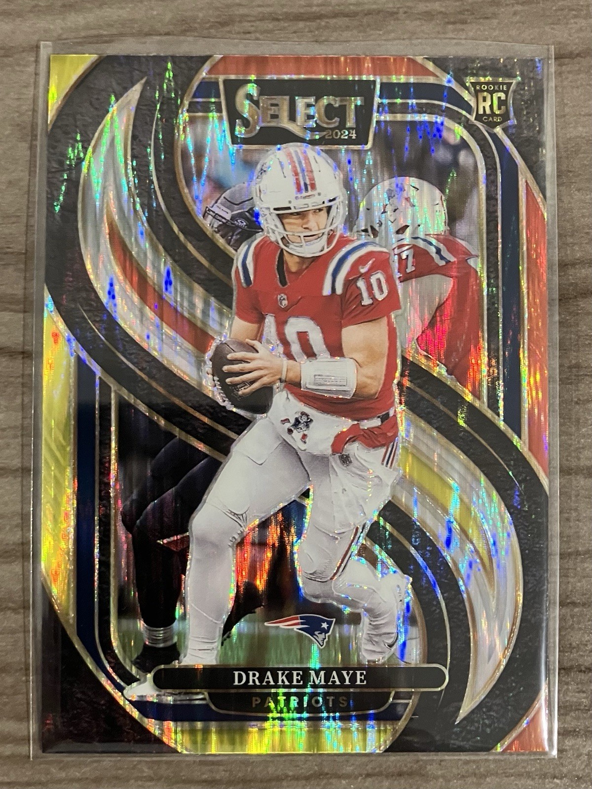 2024 Panini Select - Premier Level Drake Maye #113 Red & Yellow Shock Prizm (RC)