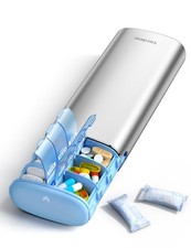 Metal 7 Day Pill Organizer 2 Times a Day   AM PM Weekly Travel Pill Case with...