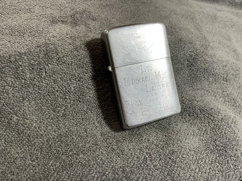 Vintage ZIPPO 2032695 Steel Case Veteran's Engraved Lighter With Correct Insert