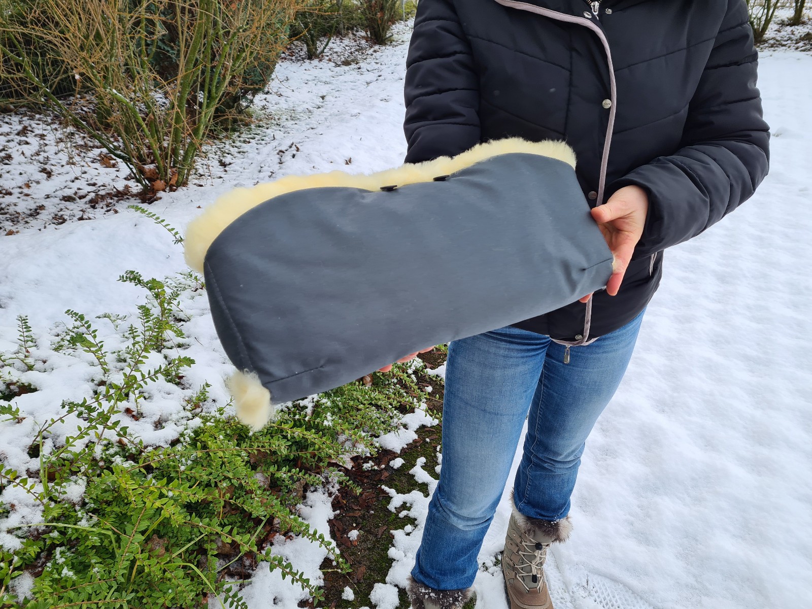 Top Handmuff Vero Agnello per Passeggino,Passeggino Kinderwagenmuff,Rivestimento foto 3