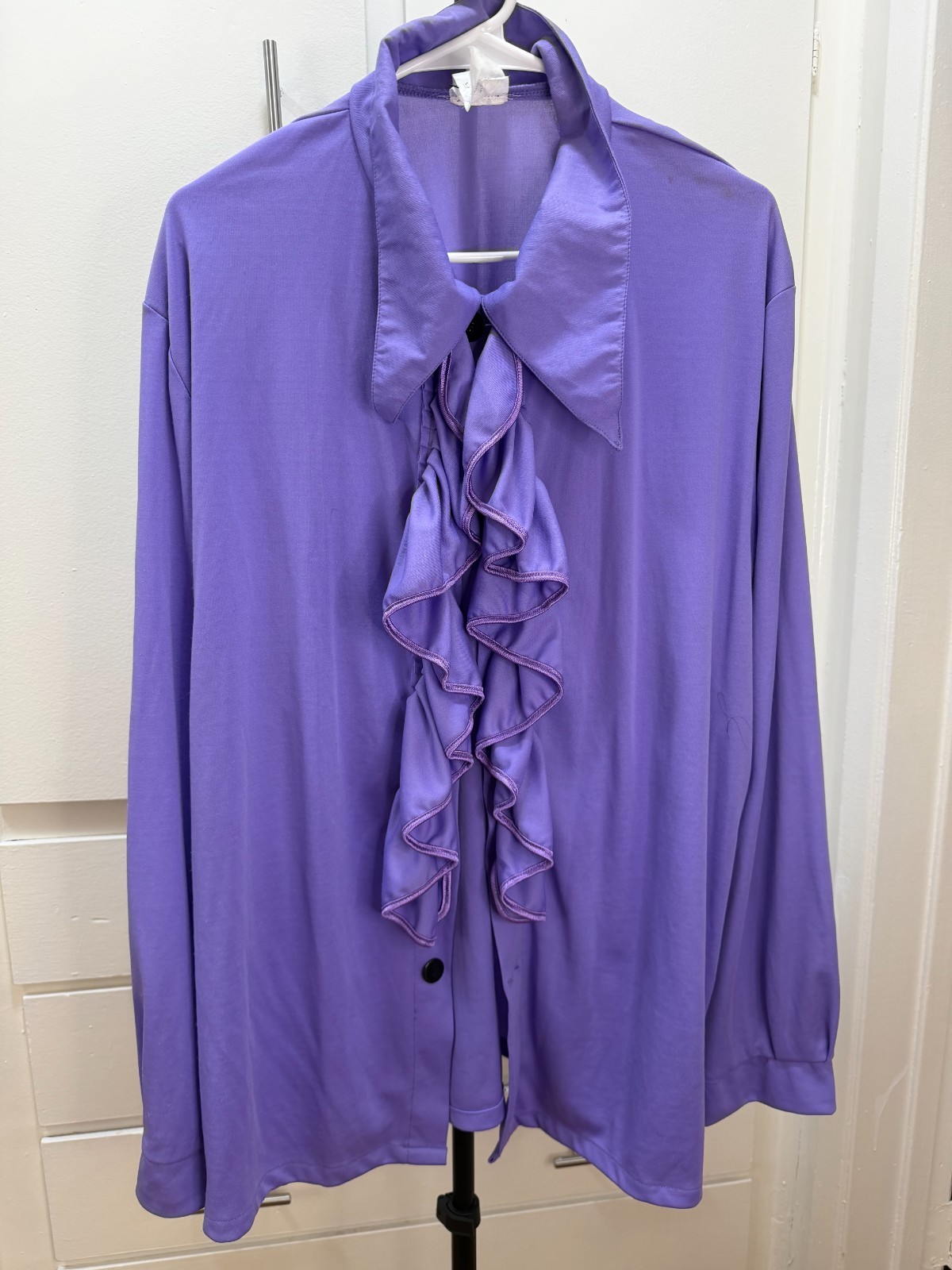 Purple Ruffle Front Button Down Blouse Women’s US… - image 1