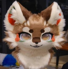 Fursuit Long haired Dog Fox Mascot Party Halloween Fur Cosplay head