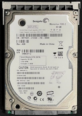 Dell / Seagate 80GB 7200RPM 2.5'' SATA HDD / ST980813AS / HY631 / GK017