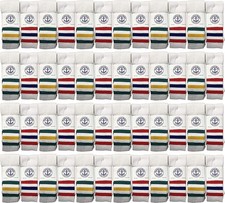 48 PK of Kids Cotton Tube Socks White With Stripes Size 4-6 - Boys Crew Sock