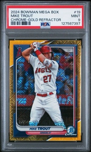 2024 Bowman Chrome Mega Box Mike Trout Gold Refractor /50 PSA 9 #19 MLB Angels