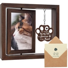 Cat Memorial Gifts - Sympathy Gifts for Loss of Cat, Wooden Picture Frame 4x6