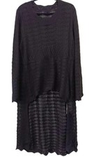 Sweater Dress Womens Large Gray Open Knit Hi Low Long Sleeve Beachy Layering