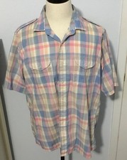 Vintage Christian Dior Shirt Short Sleeve Pastel Pink Plaid Button Up Men XL
