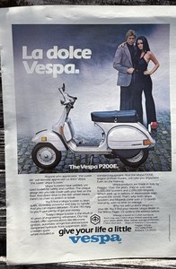 Vespa P200E Full Page Framable Magazine  Advertising From The 50’s
