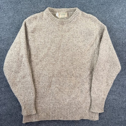 L.L.Bean, Vintage LL Bean Sweater Mens M Oatmeal Wool Blend Pullover Made in USA