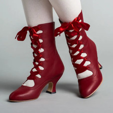 American Duchess sz 7 Tango Edwardian boots Red Lace Up Shoes,  reproduction