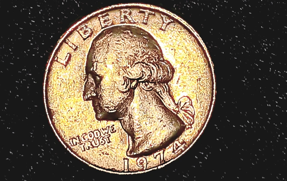 1974 Washington Quarter Error Coin No Mint Mark 65% Silver - Image 4 of 4