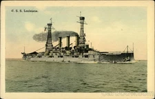Battleship USS Louisiana Tichnor Antique Original Vintage Postcard