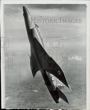 1956 Press Photo New British FR5 Swift fighter plane flying over Germany