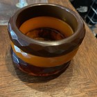 LOT OF 3 VINTAGE BAKELITE BANGELS THICK DIAMOND CUT VG — photo 4