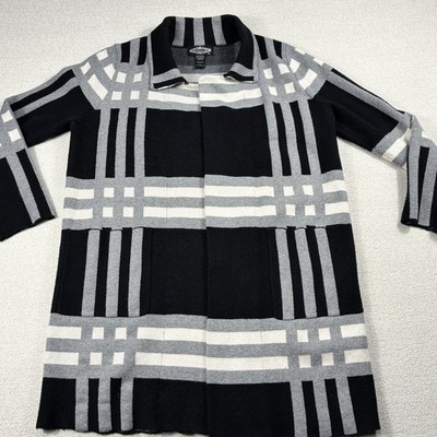 Oliver O. Cardigan Sweater Womens Large Multi-Color Block Pocketed Thigh Length