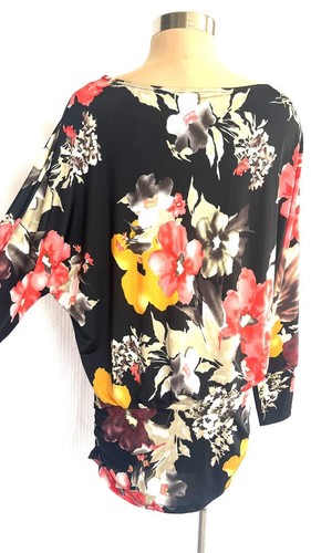BOSTON PROPER Size L Jersey Floral Dolman Sleeve Blouson Mini Dress L - Picture 4 of 7