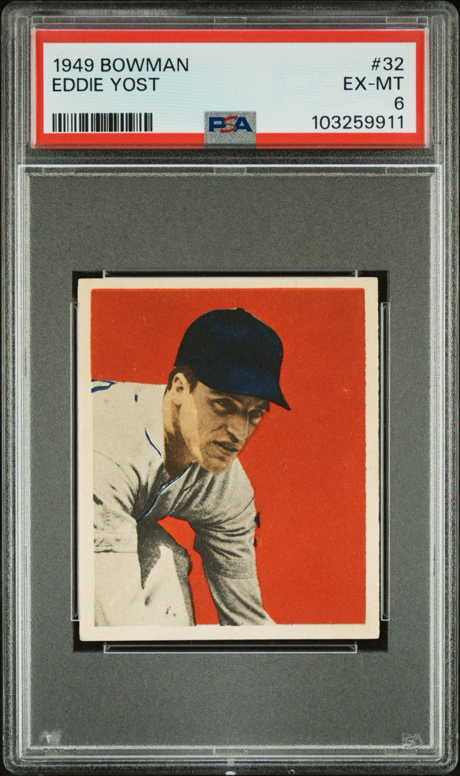 1949 Bowman Baseball - Eddie Yost #32 - PSA 6 EX-MT - Washington Senators