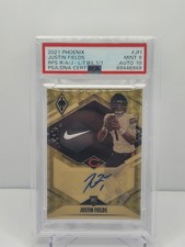 2021 Phoenix Justin Fields Rpa 1/1 Gold Vinyl Nike Swoosh Psa 9 Rookie Rc