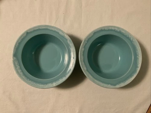 Hull Crestone Turquoise Drip Small Bowls w/ Rim 6” X 2.5”