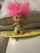 Vintage Troll 18311 Pink Hair Brown Eyes Shorts 5 With Surf Board