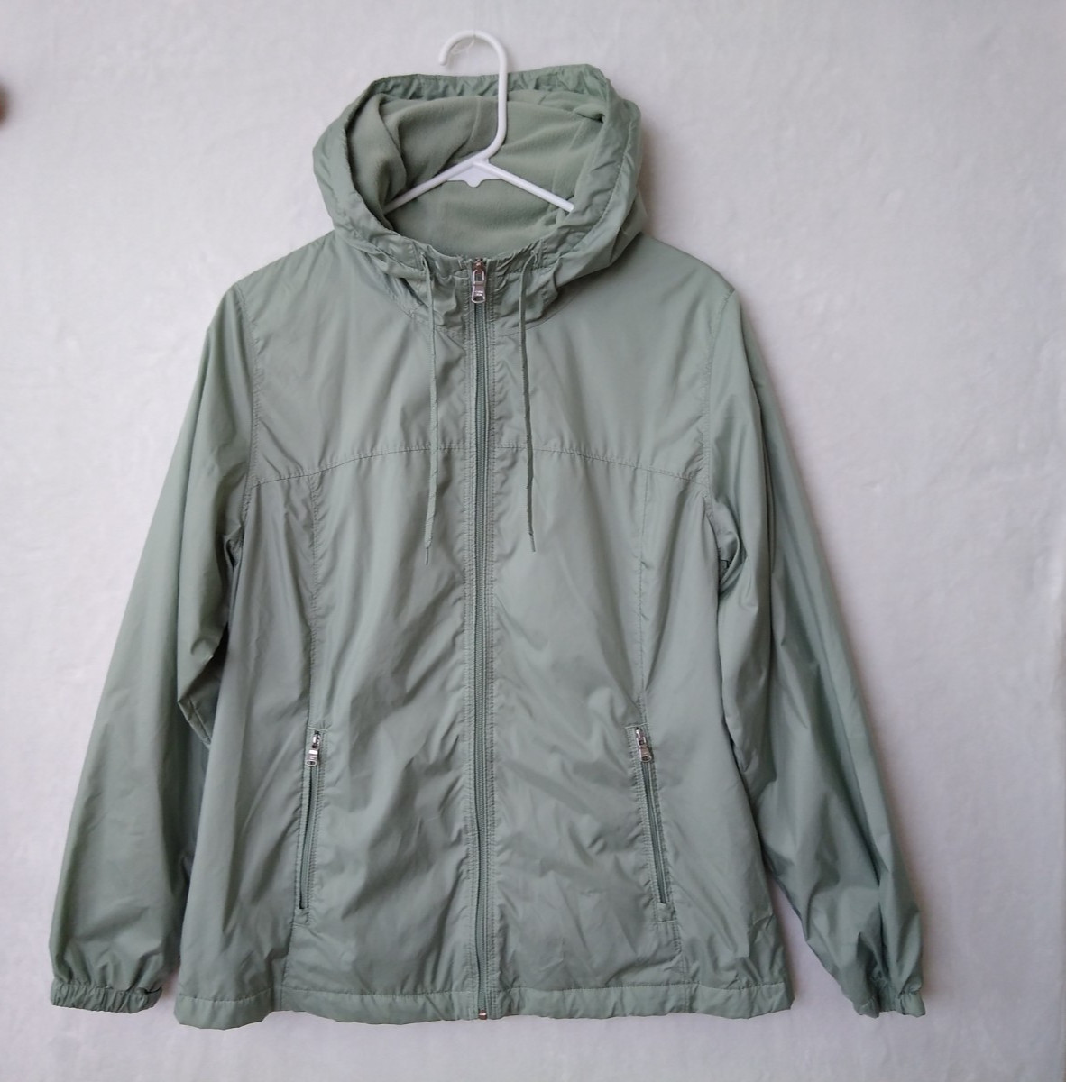 Calvin Klein Windbreaker Jacket Womens M Green Fleece Lined 